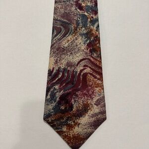 Stylish Retro Abstract Jazz Men's Tie in Burgundy/Blue/Tan